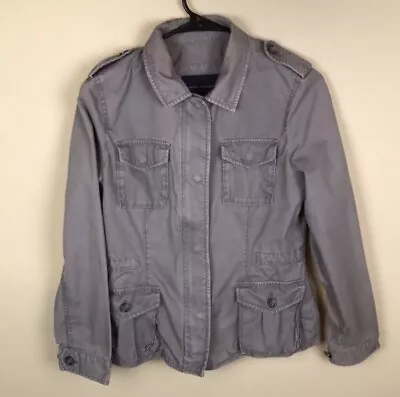 Banana Republic Women’s Utility Multi-Pocket Gray Zipper Button-Up Jacket Sz S • £29.19