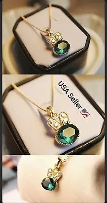 Fashion Simple Green Sea Exquisite Jewelry Cute Rabbit Pendant Crystal Necklace • $4.25