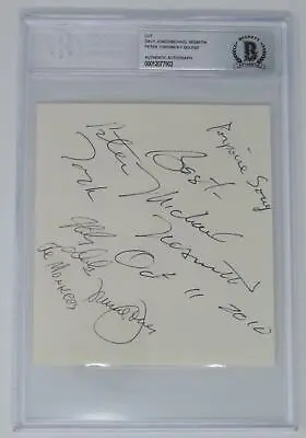 THE MONKEES Signed Autograph Auto Index Card Cut Page Slab By All 4 BAS JSA • $799.99