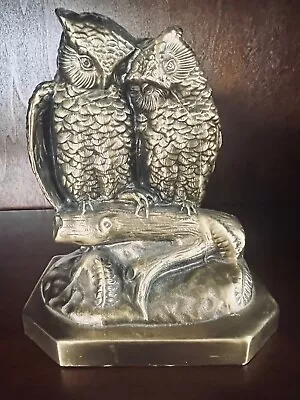 Vintage Brass/Bronze Owls On Branch Bookend - Heavy 6  • $19.95