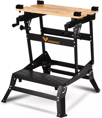 Portable Workbench 440 Lbs Load Capacity 4 Height Folding Workbench With Clamps • $100.11