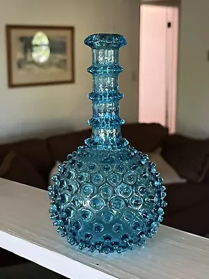 Vintage Teal Blue Hobnail Pontiled Barber Bottle 6.5” • $52