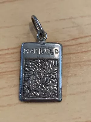 .925 Garden Marigold Seed Package Sterling Silver Jewelry Charm  • $32