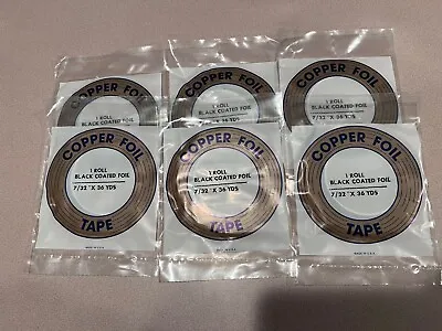 NEW - 6 Rolls EDCO Black Back Copper Tape 7/32 Stained Glass Foil • $76