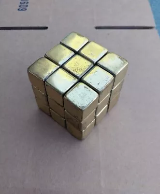 Rare Collectible Brass Rubik's Rubix Cube Metal Art Puzzle Toy MCM Vintage  • $175