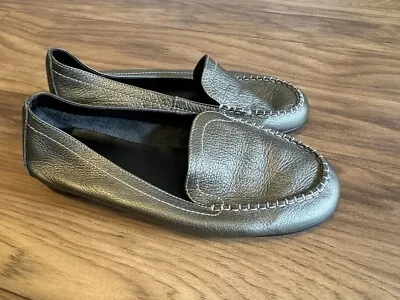 M&S Footglove Shoes Flats Size 6 Wider Fit Bronze Metallic Pumps • £7.99