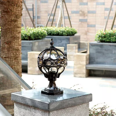 Vintage Metal Sphere Tea Glass Globe Outdoor Fence Pillar Coach Lights Gatepost  • $129