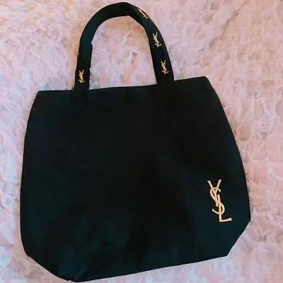 YSL Yves Saint Laurent Parfums Novelty Tote Bag Black Gold Embroidery Logo • $39.80