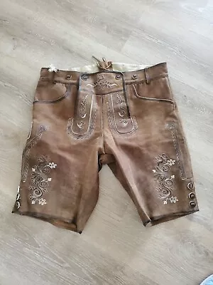 Genuine Leather German Lederhosen Men Oktoberfest Outfit Short 54 • $65