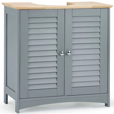 £52.99 • Buy Bathroom Under Sink Cabinet | 2 Door Grey Basin Cupboard Storage Unit | VonHaus