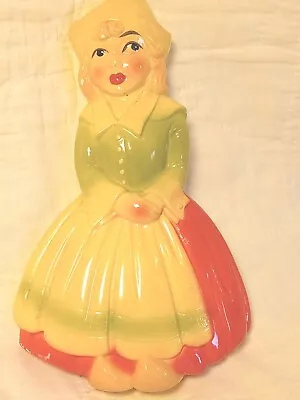 Vintage Chalkware Dutch Girl Wall Plaque • $2.99