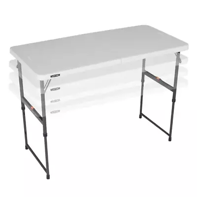 Fold-In-Half Table Plastic Almond Rectangular One Hand Adjustable Height 4 Ft.  • $68.86