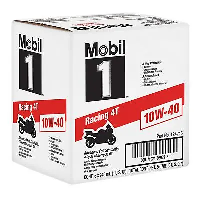 Mobil 1 Racing 4T Full Syn Motorcycle Oil 10W-40 1 Qt Case Of 6 • $73.99