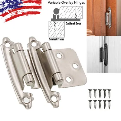 Lot Kitchen Cabinet Hinges Overlay Self Closing Face Mount Cupboard Door Hinge • $66.95