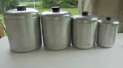 $19.99 • Buy Vintage Spun Aluminum Nesting Canister Set~~flour Sugar Coffee & Tea