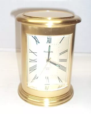 Vintage Bulova Brass Mantel Or Desk Clock No. 4RE720 With Alarm WORKING Japan • $32.99