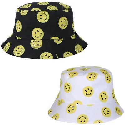 Smiley Faces Bucket Hat Acid House 80s 90s Emoji Summer Holiday Festival Rave • £8.99