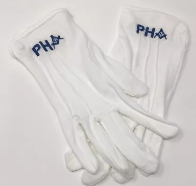 MASONIC FREEMASON PHA EMBROIDERED DRESS GLOVES (one Size Fits Most) • $12.99