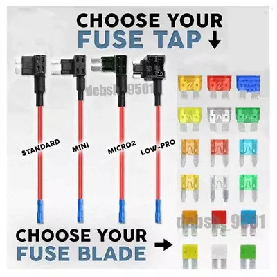 Fuse Tap Add-A-Circuit Blade Standard Micro2 Mini Low-Profile Amp Blade Adapter • $5.99