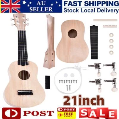 $12.90 • Buy 21inch Ukulele DIY Kit Miniature UKE Guitar Instrument Wooden Paint Build NEW AU