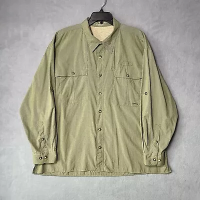 Orvis Men’s Vented Shirt 2XL Green Fishing Outdoor Wicking Pockets Collar Check • $23.79