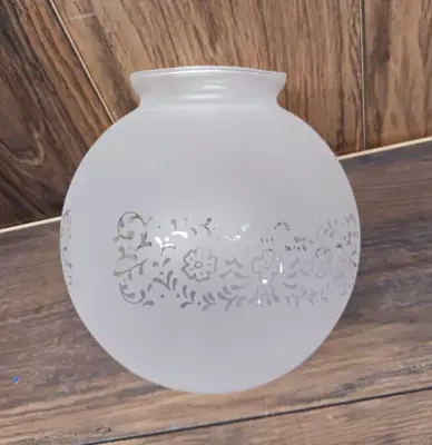 Vintage Satin Frosted Etched 5.5” Glass Globe 3  Fitter Lamp Light Shade • $28.95