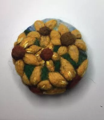 Handmade Needle Felted Sunflower Brooch  • £10