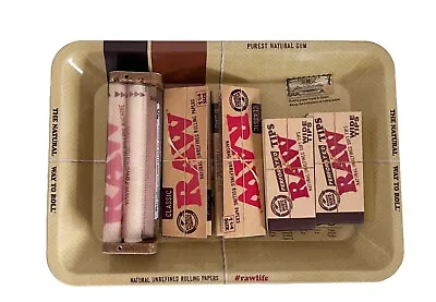 Raw Rolling Paper Combo Metallic Tray+papers+tips+rolling Machine  • $14.99