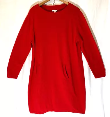 J Jill Wool Blend Sweater Dress Pockets Size XL Red • $20