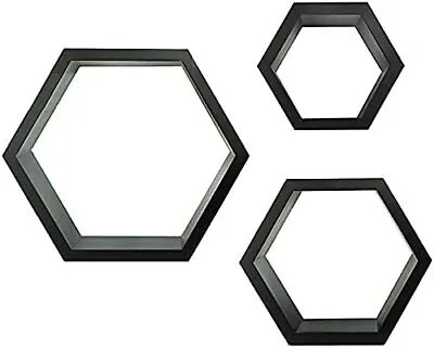 £18.99 • Buy Floating Wall Shelf Hexagonal Set Of 3 Storage Rack Book Hanging Shelf Honeycomb