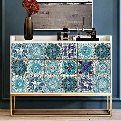 Vintage Boho Kitchen Bathroom Tile Self-Adhesive Moroccan Mosaic Wall Stickers • £4.49