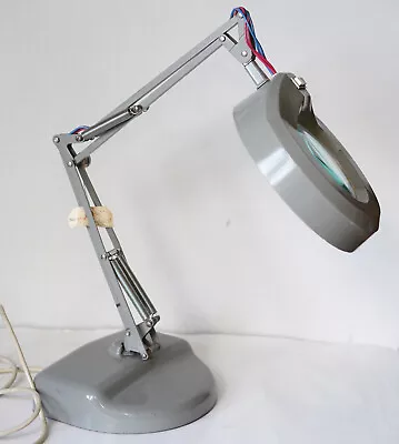 LUXO Magnifier Lamp Vintage HEAVY Base Swing Arm Jewelry Drafting Model Building • $165