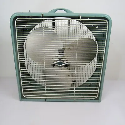 Excellent Vintage Lasko Box Fan Medial Blue Two Speed All Metal Retro • $180