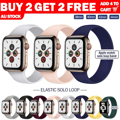 $11.99 • Buy For Apple Watch Band Series SE 8 7 6 5 Silicone Solo Loop Elastic 41 45mm Strap