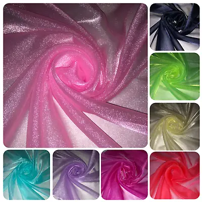 £0.99 • Buy 3 MTR Sparkling Crystal Organza Fabric Sheer Voile Wedding Decorations 114cm Wid