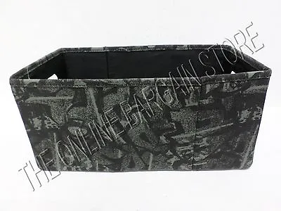 $15.99 • Buy Pottery Barn Teen Graffiti Mini Storage Dorm Picture Bin Box Fabric Black Gray