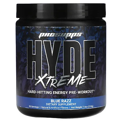 Hyde Xtreme Hard-Hitting Energy Pre Workout Blue Razz 7.4 Oz (210 G) • $34.22