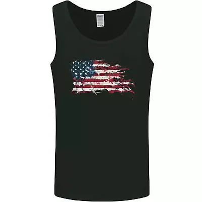 Distressed USA American Stars & Stripes Flag Mens Vest Tank Top • £9.99