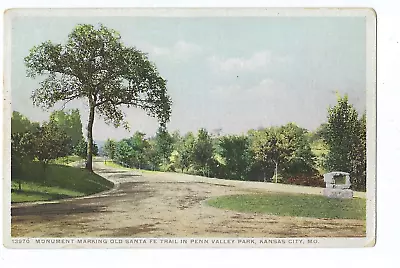 Old Santa Fe Trail Monument Postcard Penn Valley Park Kansas City Missouri • $4.95