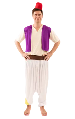 Mens Aladdin Costume Street Rat Arabian Nights Film Fancy Dress • £33.99