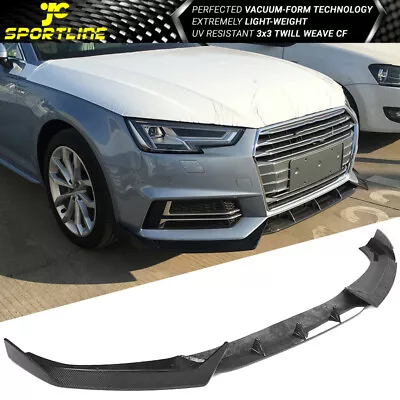 Fits 17-19 Audi A4 S4 B9 Sedan JC Style Front Bumper Lip 3Pcs Set Carbon Fiber • $378.99