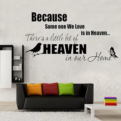 Love And Heaven In Our Home Butterfly Birds Wall Art Quote Decal Vinyl Sticker  • £3.50