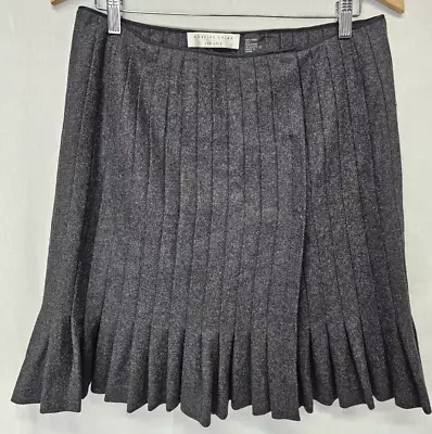 Charles Nolan New York Size 12 Gray Wool Blend Womens Skirt Pleated Faux Wrap • $29.99
