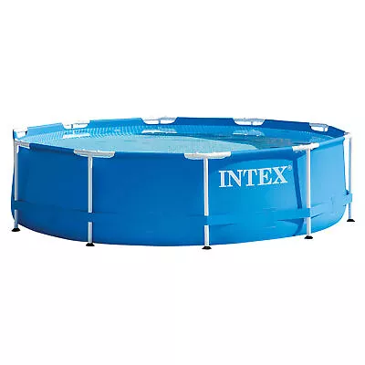 Intex 10 X 2.5 Foot Round Metal Frame Backyard Swimming Pool Blue (For Parts) • $44.56