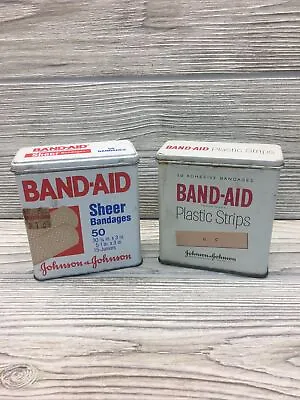 Lot Of 2 Vtg Band Aid Bandage Tin Metal Stash Box Containers EMPTY 1 Rare • $19.79