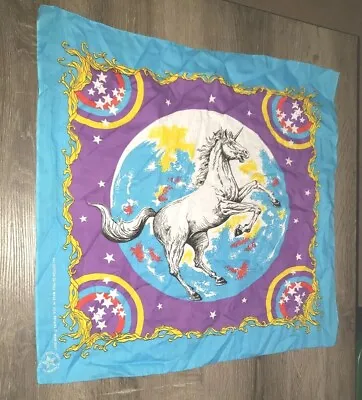 $39.98 • Buy PINK Unicorns & Rainbows Stars Vintage Bandana Handkerchief Square Made In USA