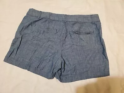 J. Crew Shorts Womens Size 10 Blue Chambray Chino Flat Front Casual Preppy • $13