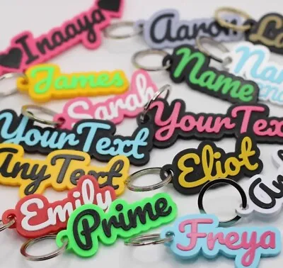 Personalised Keyring Customisable Gift Novelty School Bag Name Tag Birthday • £2.99