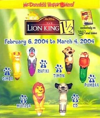 2003 / 2004 Lion King 1 1/2 Mcdonalds Happy Meal Finger Tapper Toys -  U Pick • $2.49