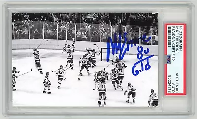 MIKE ERUZIONE Signed Photo W/ Inscription -1980 Olympic Team Miracle On Ice -PSA • $89.99